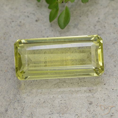 6.44ct 자연스러운 녹색 노란색 석영, 에메랄드 컷, VVS-VS