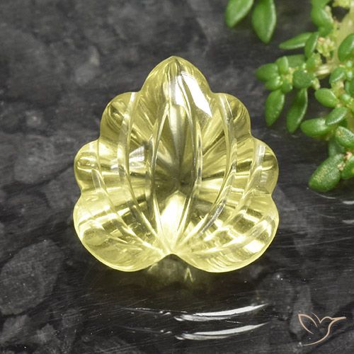 9.79ct 자연스러운 미디엄 옐로우 석영, 플라워 컷, 투명한