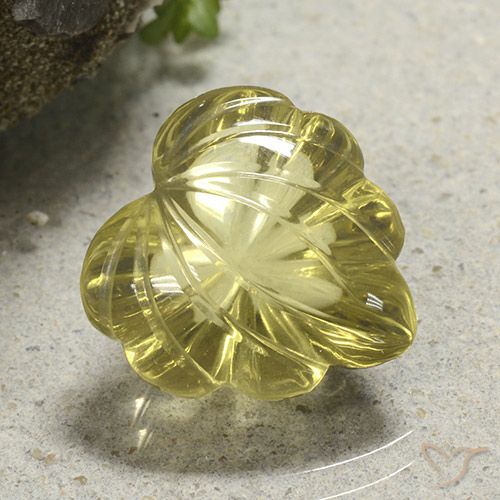 9.86ct 자연스러운 미디엄 라이트 옐로우 석영, 플라워 컷, 투명한