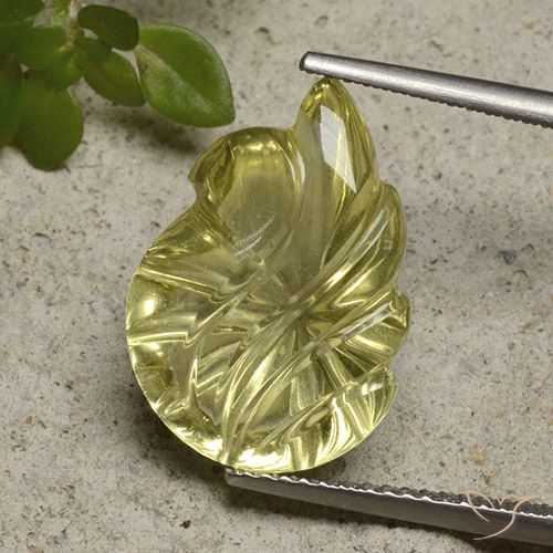 9.00ct 자연스러운 라구나 옐로우 석영, 플라워 컷, 투명한