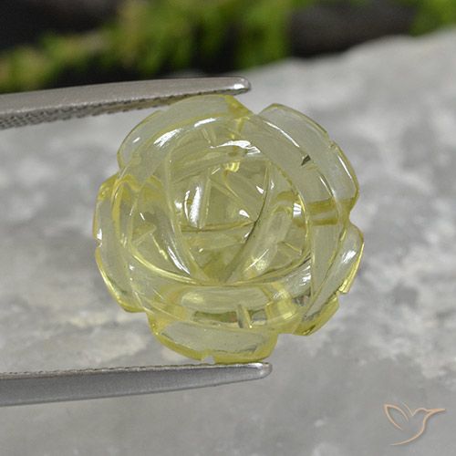 11.38ct 자연스러운 라이트 파인애플 옐로우 석영, 플라워 컷, 투명한