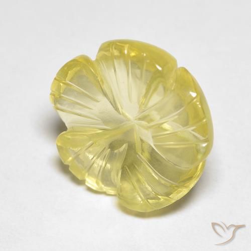 9.01ct 자연스러운 연한 녹황색 석영, 플라워 컷, 투명한