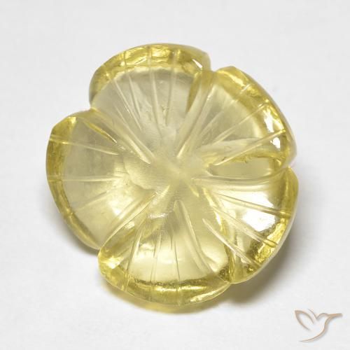 8.15ct 자연스러운 미디엄 옐로우 석영, 플라워 컷, 투명한