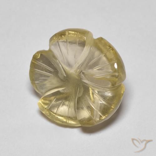 5.46ct 자연스러운 연노랑 석영, 플라워 컷, 투명한