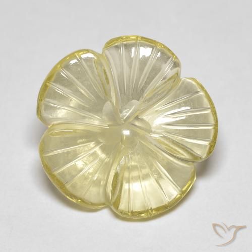 5.90ct 자연스러운 Medium Light-Yellow 석영, 플라워 컷, 투명한