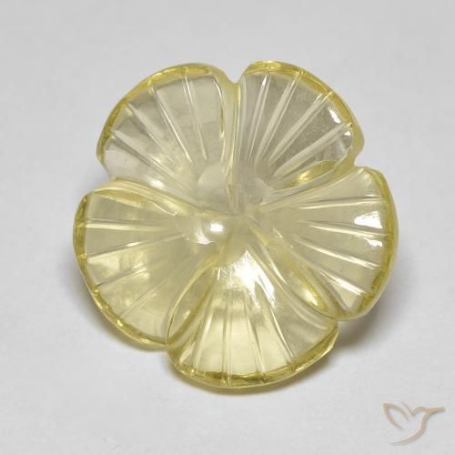 5.90캐럿 천연 Medium Light-Yellow 석영, 플라워 컷, 투명한