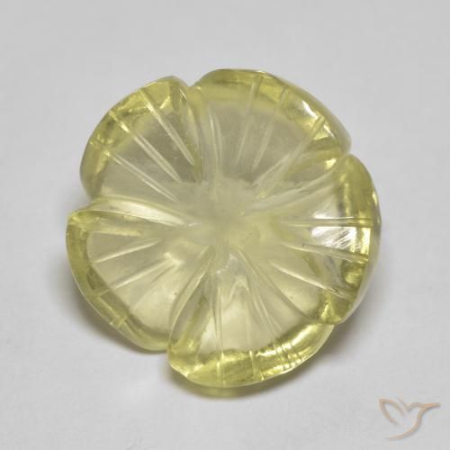 6.91ct 자연스러운 옅은 노랑 석영, 플라워 컷, 투명한