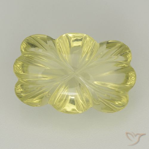 8.61ct 자연스러운 미디엄 옐로우 석영, 플라워 컷, 투명한