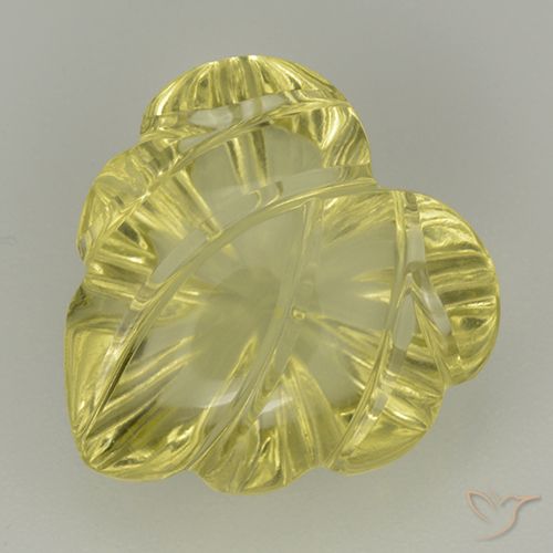 6.85ct 자연스러운 옅은 노랑 석영, 플라워 컷, 투명한