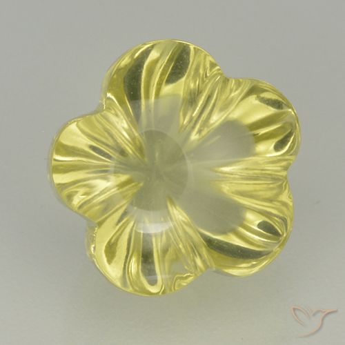 5.05ct 자연스러운 미디엄 옐로우 석영, 플라워 컷, 투명한