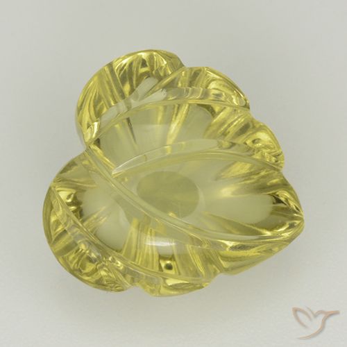 6.81ct 자연스러운 미디엄 옐로우 석영, 플라워 컷, 투명한