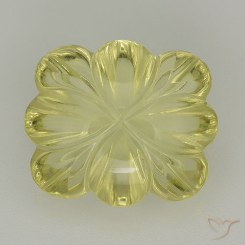 8.50ct 자연스러운 미디엄 옐로우 석영, 플라워 컷, 투명한