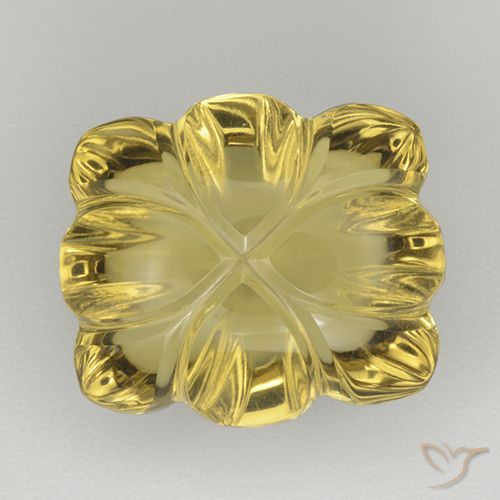 8.05ct 자연스러운 연노랑 석영, 플라워 컷, 투명한