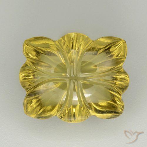 7.00ct 자연스러운 딥 옐로우 석영, 플라워 컷, 투명한