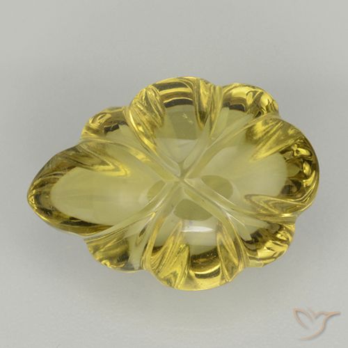 6.00ct 자연스러운 갈황색 석영, 플라워 컷, 투명한
