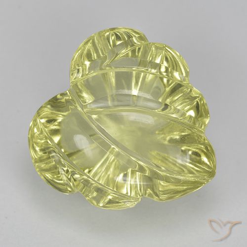 7.36ct 자연스러운 미디엄 라이트 옐로우 석영, 플라워 컷, 투명한