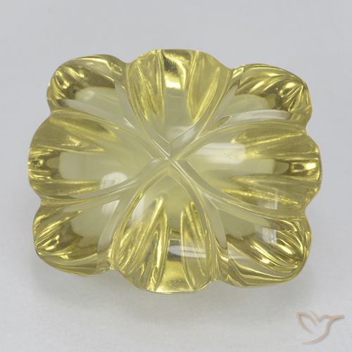 6.85ct 자연스러운 미디엄 라이트 옐로우 석영, 플라워 컷, 투명한