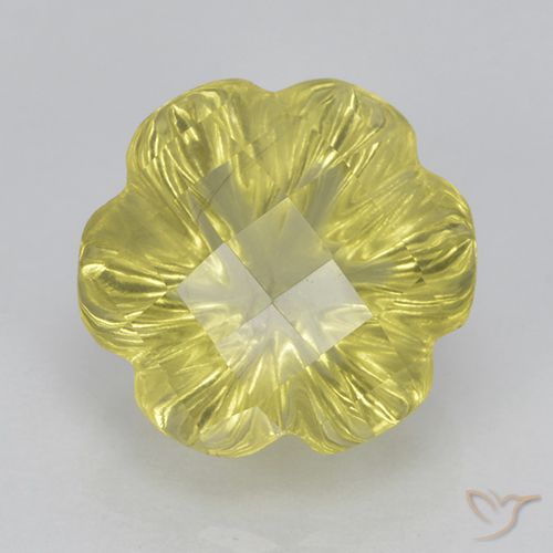 3.67ct 자연스러운 연노랑 석영, 플라워 컷, 투명한