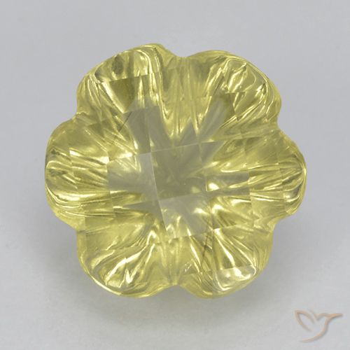 3.04ct 자연스러운 연노랑 석영, 플라워 컷, 투명한