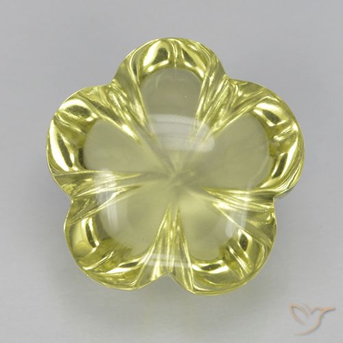 5.28ct 자연스러운 녹황색 석영, 플라워 컷, 투명한
