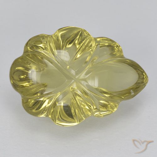 5.50ct 자연스러운 라이트 골든 옐로우 석영, 플라워 컷, 투명한