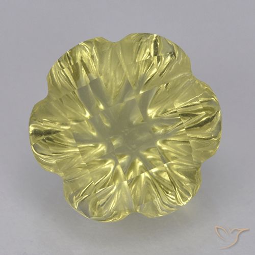 2.85ct 자연스러운 라이트 파인애플 옐로우 석영, 플라워 컷, 투명한