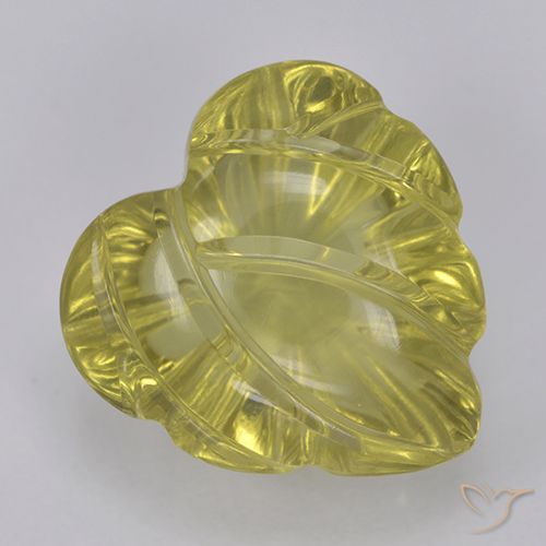 5.36ct 자연스러운 미디엄 옐로우 석영, 플라워 컷, 투명한