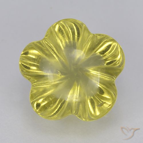 2.59ct 자연스러운 파인애플 옐로우 석영, 플라워 컷, 투명한