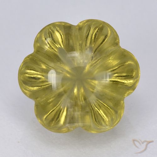 2.50ct 자연스러운 미디엄 라이트 옐로우 석영, 플라워 컷, 투명한