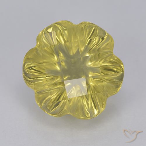 3.55ct 자연스러운 라이트 골든 옐로우 석영, 플라워 컷, 투명한
