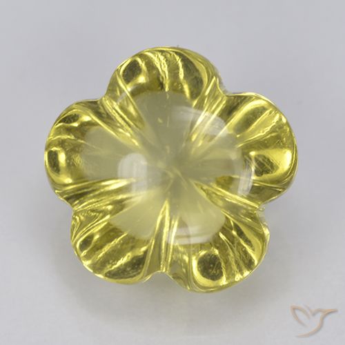 3.64ct 자연스러운 연노랑 석영, 플라워 컷, 투명한