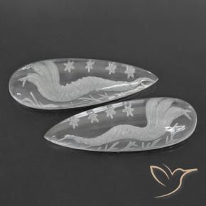 37.02캐럿 천연 클리어 화이트 석영 보석, 배 모양, 투명한