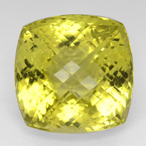 80.66캐럿 천연 강렬한 노란색 쿼츠, 쿠션 컷, 23.9×23.8 mm, IF