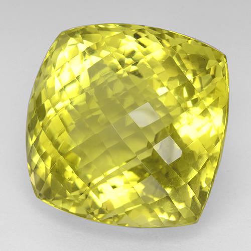 80.66캐럿 천연 강렬한 노란색 쿼츠, 쿠션 컷, 23.9×23.8 mm, IF