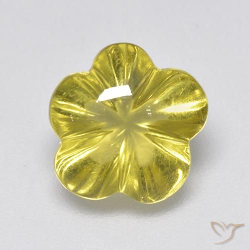 2.99ct 자연스러운 강렬한 노란색 석영, 플라워 컷, 투명한