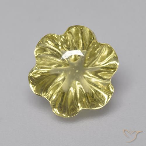 3.79ct 자연스러운 옅은 노랑 석영, 플라워 컷, 투명한