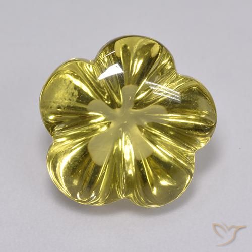 6.81ct 자연스러운 연노랑 석영, 플라워 컷, 투명한