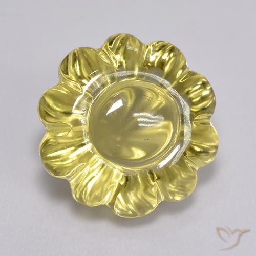 7.69ct 자연스러운 라이트 골든 옐로우 석영, 플라워 컷, 투명한