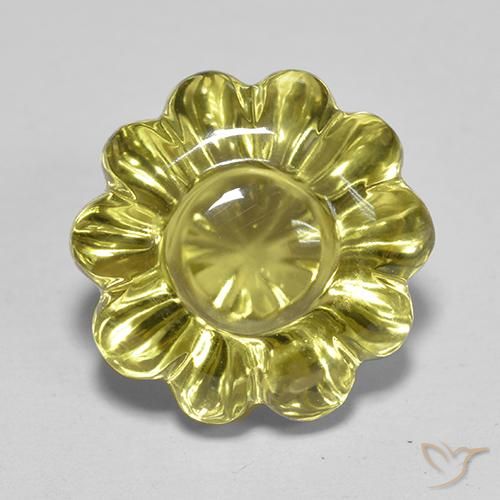 7.20ct 자연스러운 미디엄 옐로우 석영, 플라워 컷, 투명한