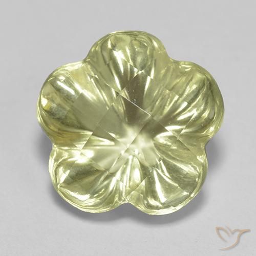 3.42ct 자연스러운 연노랑 석영, 플라워 컷, 투명한