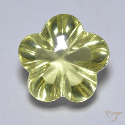 4.69ct 자연스러운 연두색 석영, 플라워 컷, 투명한