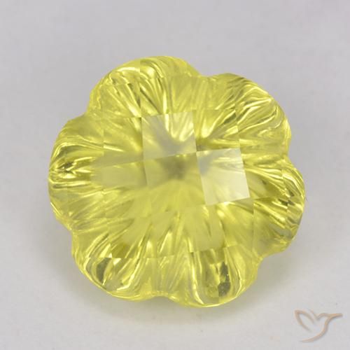 3.29ct 자연스러운 연노랑 석영, 플라워 컷, 투명한