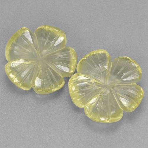 7.27캐럿 천연 담황색 쿼츠 보석, 플라워 컷, 11.9×11.7 mm, 투명한