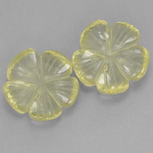 7.27캐럿 천연 담황색 쿼츠 보석, 플라워 컷, 11.9×11.7 mm, 투명한