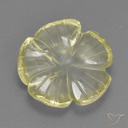 4.49ct 자연스러운 미디엄 라이트 옐로우 석영, 플라워 컷, 투명한