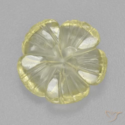 4.25ct 자연스러운 담황색 석영, 플라워 컷, 투명한