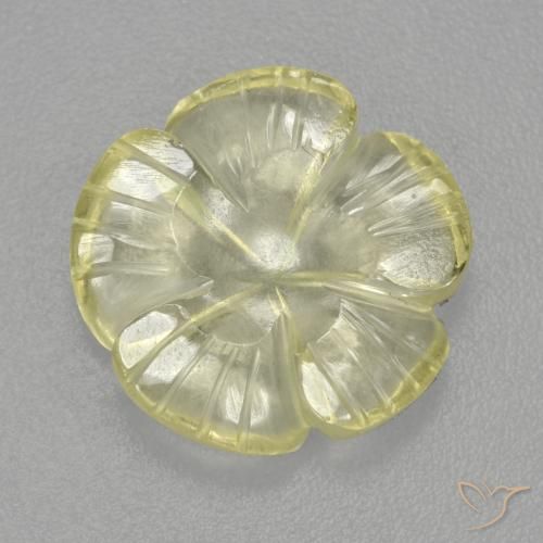 4.48ct 자연스러운 미디엄 라이트 옐로우 석영, 플라워 컷, 투명한