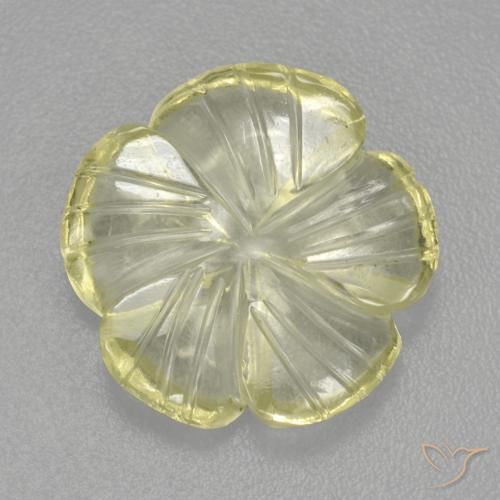 4.61ct 자연스러운 담황색 석영, 플라워 컷, 투명한