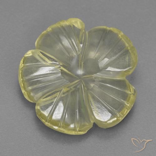 4.58ct 자연스러운 옅은 노랑 석영, 플라워 컷, 투명한