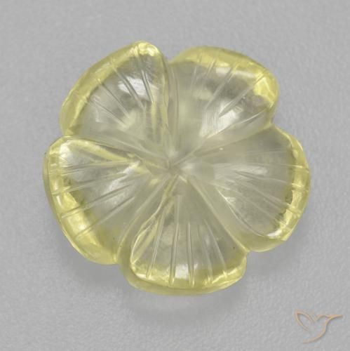5.36ct 자연스러운 연노랑 석영, 플라워 컷, 투명한